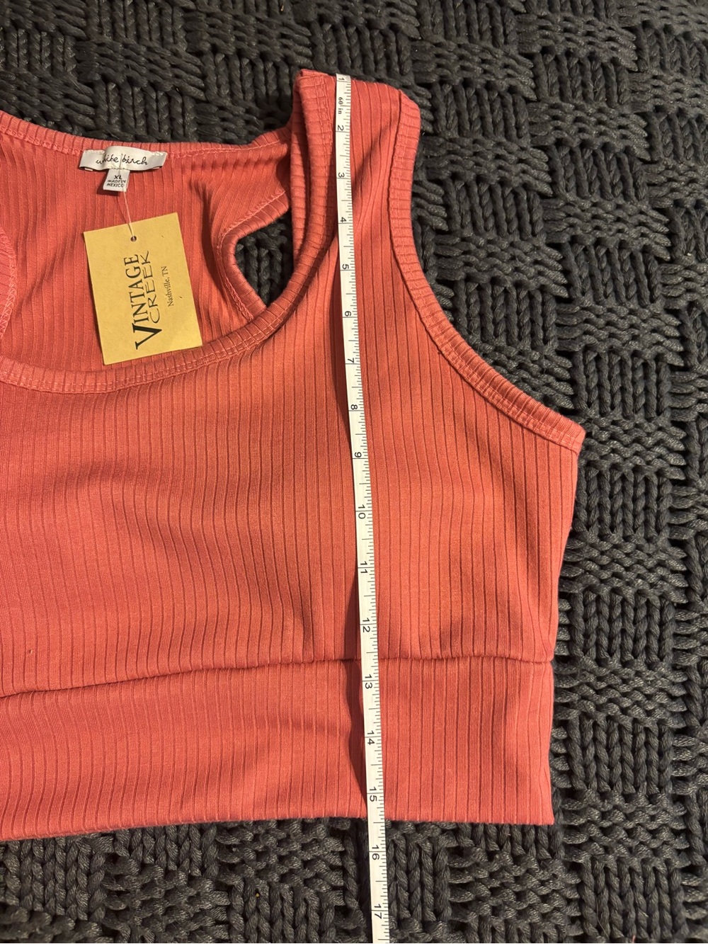 white birch Coral Ribbed Racerback Crop Top - Picture 8 of 8